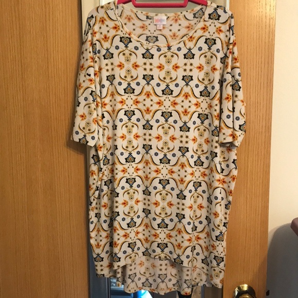 Blue & gold LuLaRoe Irma blouse size Medium - Picture 1 of 7
